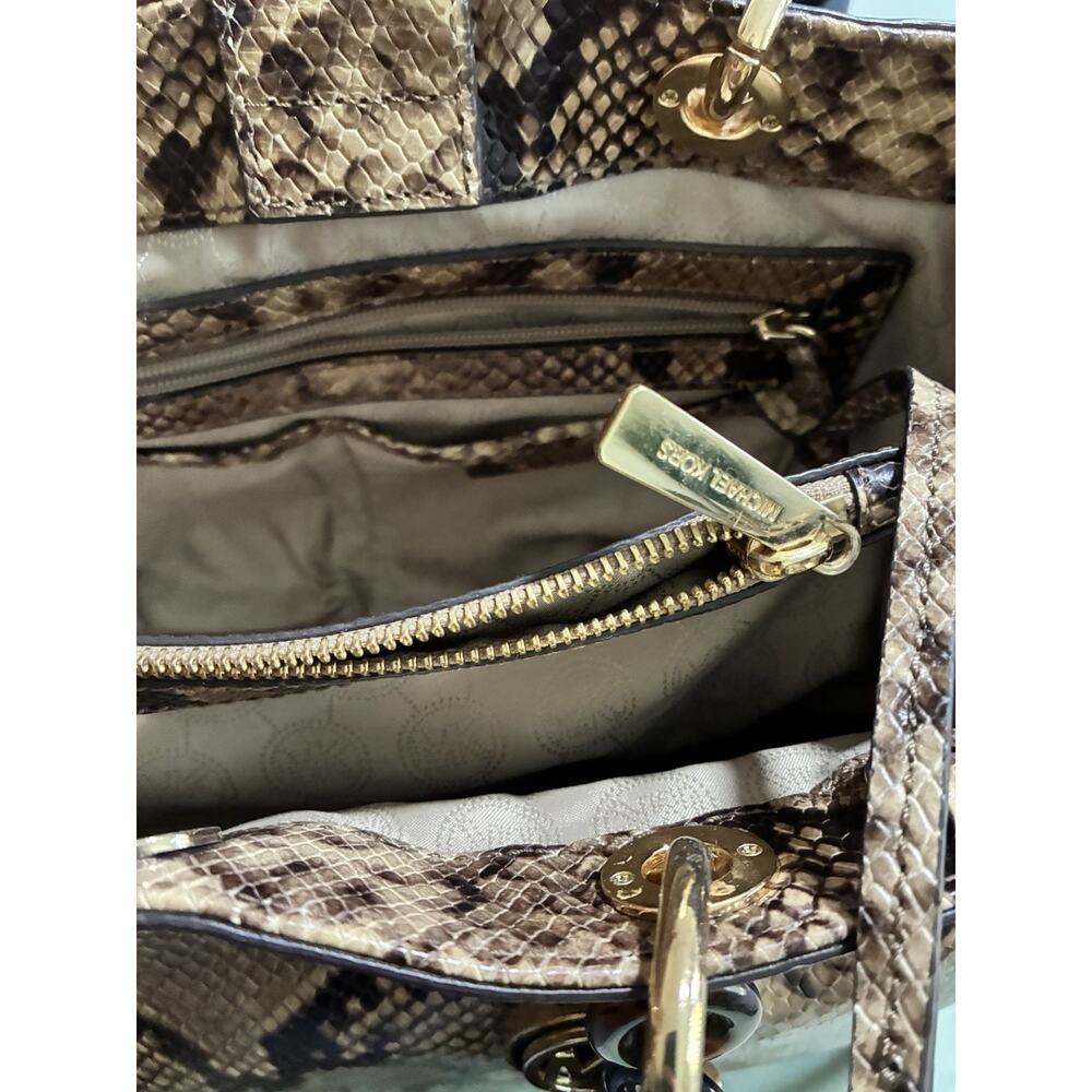 Michael Kors Cynthia Medium Satchel Python Leather Purse EUC Includes Dust Bag - Picture 7 of 9